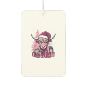Désodorisant Pour Voiture Cadeaux de Noël de vache des Highlands rose Art vi
