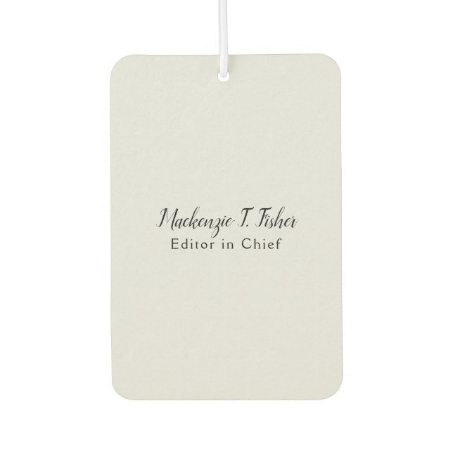Désodorisant Pour Voiture Calligraphie classique Élégante Plaque Gris simple (Devant)