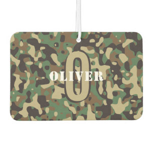 Désodorisant Pour Voiture Camo camouflage vert Brown beige Nom du monogramme