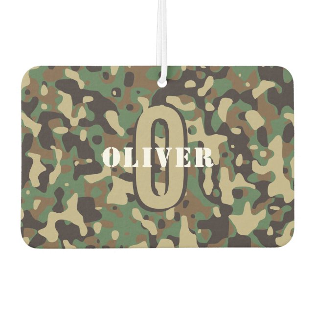 Désodorisant Pour Voiture Camo camouflage vert Brown beige Nom du monogramme (Devant)