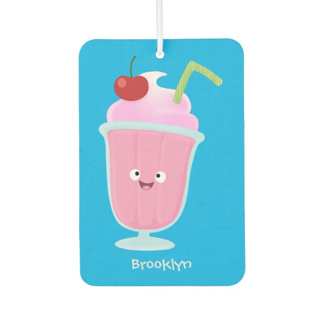 Désodorisant Pour Voiture Caricature de crème glacée de fraise mignonne (Devant)