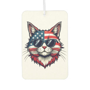 Désodorisant Pour Voiture Chat Cool patriotique portant des lunettes de sole