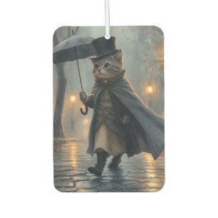 Désodorisant Pour Voiture Chat Dapper se promener dans la pluie avec un para