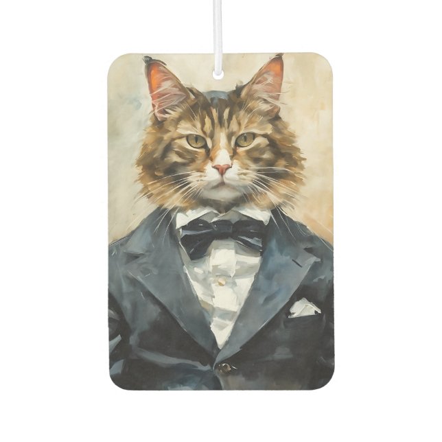 Désodorisant Pour Voiture Chat en costume (Devant)