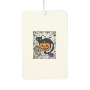 Désodorisant Pour Voiture Chat noir d'Halloween Citrouille Pierre tombale Ch