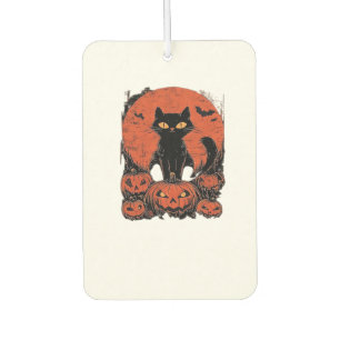 Désodorisant Pour Voiture Chat noir et citrouilles � Halloween T-Shirt Art C