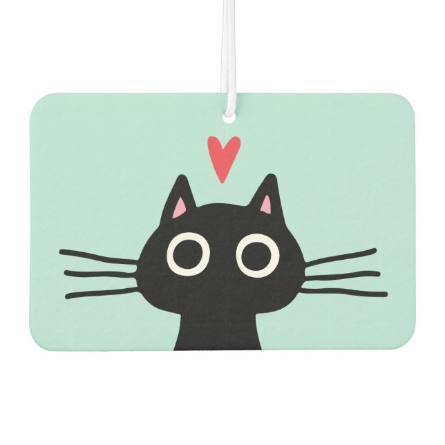 Désodorisant Pour Voiture Chat noir irky avec coeur (Devant)