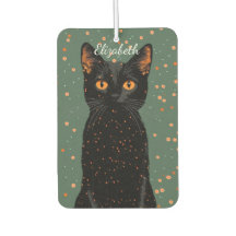 Chat noir mystique avec yeux orange et Parties sci