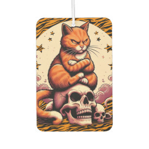 Désodorisant Pour Voiture Chat orange vengeur, crânes et lune