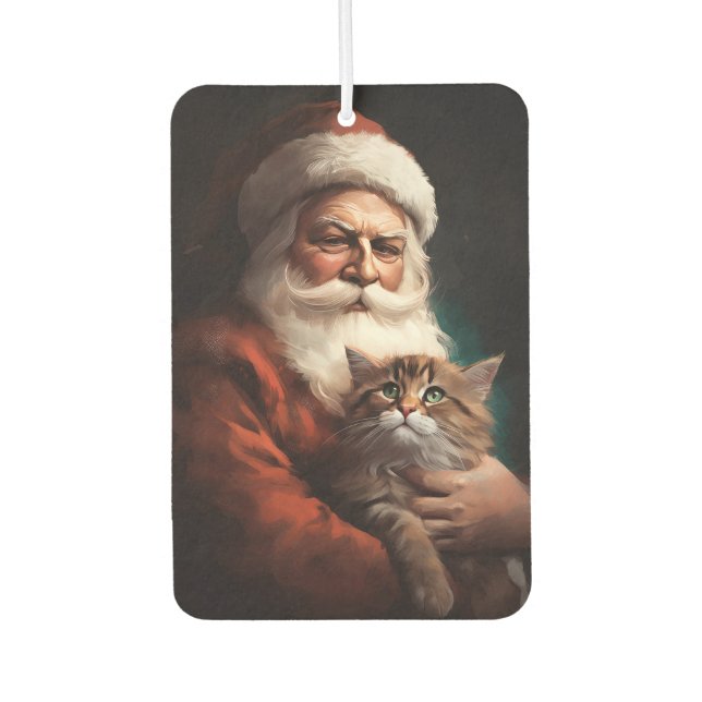 Désodorisant Pour Voiture Chat Perse avec Noël Festif du Père Noël (Devant)
