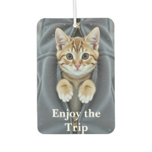 Désodorisant Pour Voiture Chat sortant d'une fermeture éclair