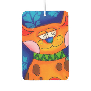Désodorisant Pour Voiture Chat Tabby Orange Souriant
