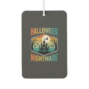 Désodorisant Pour Voiture Château Hanté Cauchemar Halloween Vecteur Rétro
