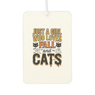 Désodorisant Pour Voiture Chats d'automne Halloween Fille Graphisme Vintage_