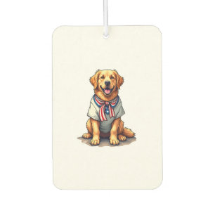 Désodorisant Pour Voiture Chemise à gravure vintage avec chien doré patrioti