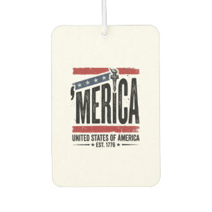 Désodorisant Pour Voiture Chemise patriotique vintage Merica à motif en détr