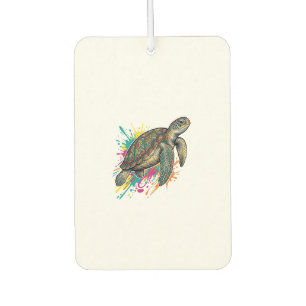 Désodorisant Pour Voiture Chemise Vintage Gravure Tortue de Mer Color Splash