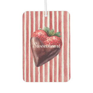Désodorisant Pour Voiture Chéri Chocolat Fraise Rayures Rouges Blanches