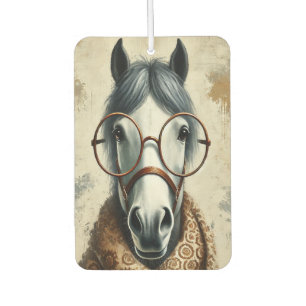 Désodorisant Pour Voiture Cheval élégant avec lunettes - Art Vintage amusant