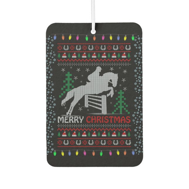 Désodorisant Pour Voiture Cheval équitation Sauts Joyeux Noël (Devant)