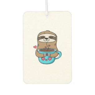 Désodorisant Pour Voiture Chibi Paresseux Amoureux de Café � Mignon Kawaii P