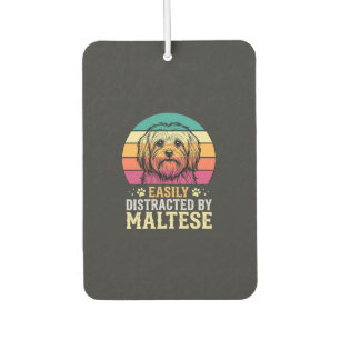 Désodorisant Pour Voiture Chien maltais rétro coucher de soleil distrait