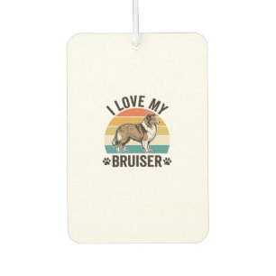 Désodorisant Pour Voiture Chien Sheltie Vintage J'aime Mon Bruiser Design Ré
