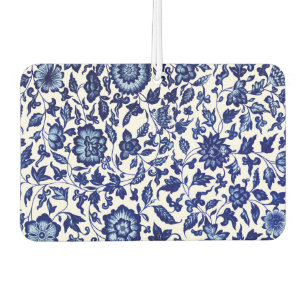 Désodorisant Pour Voiture Chinois bleu marine foncé motif floral sur blanc