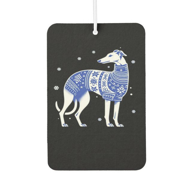 Désodorisant Pour Voiture Christmas Greyhound Dog Wearing an Ugly Sweater Bl (Devant)