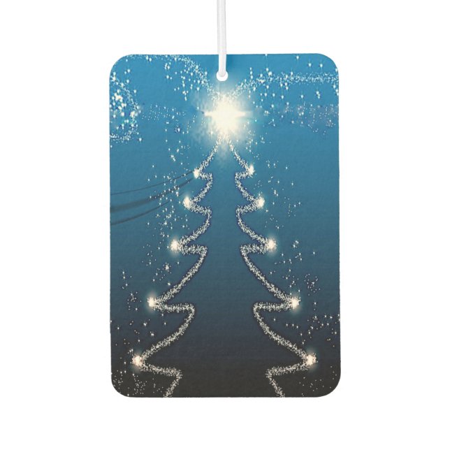 Désodorisant Pour Voiture Christmas Tree Blue Sky Shiny Stars Rustic Elegant (Devant)