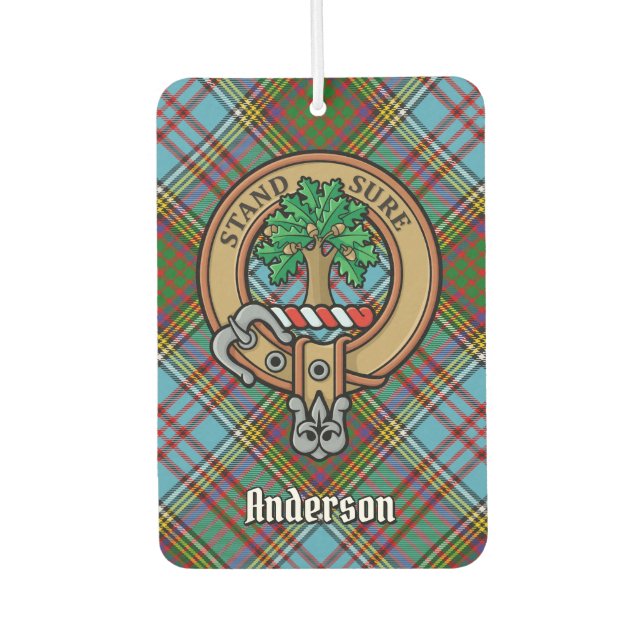 Désodorisant Pour Voiture Clan Anderson Crest sur Tartan (Devant)