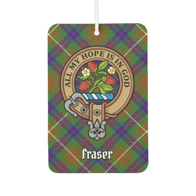 Désodorisant Pour Voiture Clan Fraser Crest sur la chasse Tartan (Devant)