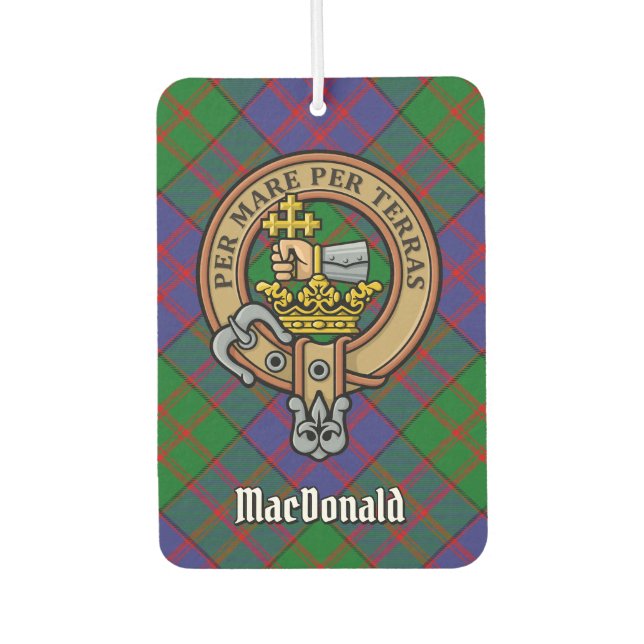 Désodorisant Pour Voiture Clan MacDonald Crest sur Tartan (Devant)
