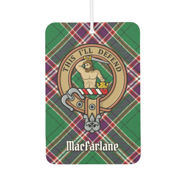 Désodorisant Pour Voiture Clan MacFarlane Crest sur Tartan de chasse moderne (Devant)