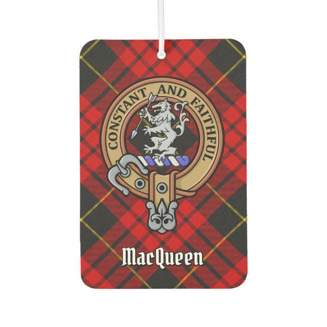 Désodorisant Pour Voiture Clan MacQueen Crest sur Tartan (Devant)