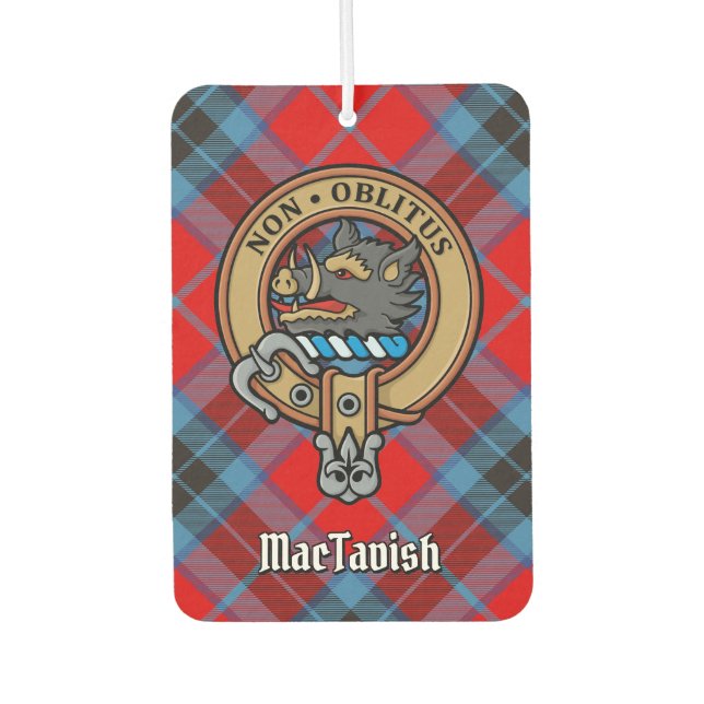 Désodorisant Pour Voiture Clan MacTavish Crest sur Tartan (Devant)