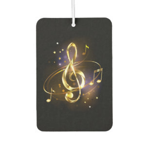 Désodorisant Pour Voiture Clé de Sol Musicale en Or