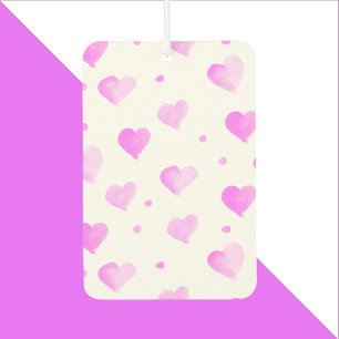 Désodorisant Pour Voiture Coeurs Pois Aquarelle Motif rose