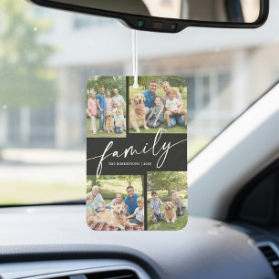 Désodorisant Pour Voiture Collage de photos moderne Famille Script Personnal
