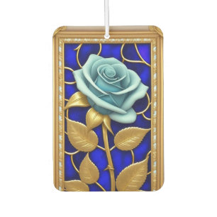 Désodorisant Pour Voiture Conception de Rose Bleue en Verre Coloré