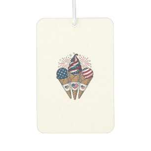 Désodorisant Pour Voiture Cônes de glace patriotiques vintage 4 juillet S