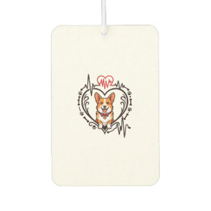 Désodorisant Pour Voiture Corgi Chien Coeur Battement de coeur Ekg Nœud papi