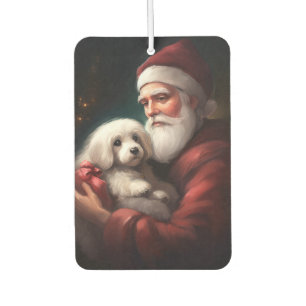 Désodorisant Pour Voiture Coton de Tuléar avec le Père Noël Noël