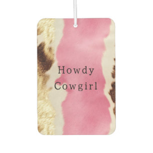 Désodorisant Pour Voiture Cowgirl Western Pink Cream Gold Cowhide