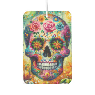 Désodorisant Pour Voiture Crâne sucre Dia De Los Muertos Jour des Morts