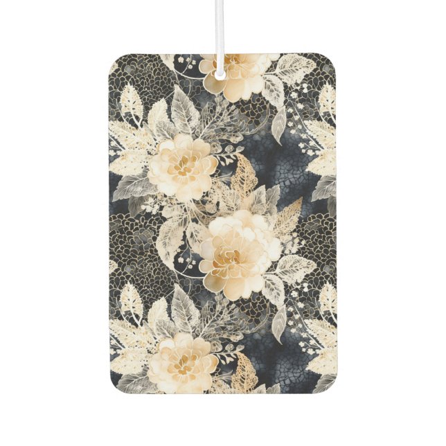Désodorisant Pour Voiture Crème noire sauvage Léopard Animal Floral (Devant)