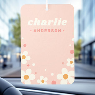 Désodorisant Pour Voiture Cute fraise fleur nom de police rétro rose pâle