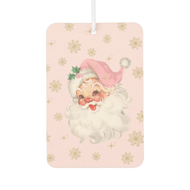 Désodorisant Pour Voiture Cute Whimsical Retro Pink Santa Christmas Pattern (Devant)
