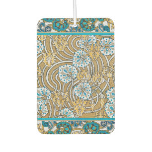 Désodorisant Pour Voiture cyclamen bleu art nouveau fleur botanique
