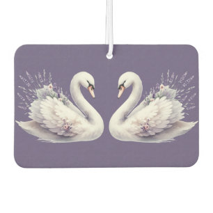 Désodorisant Pour Voiture Cygne aquarelle avec fleurs de lavande